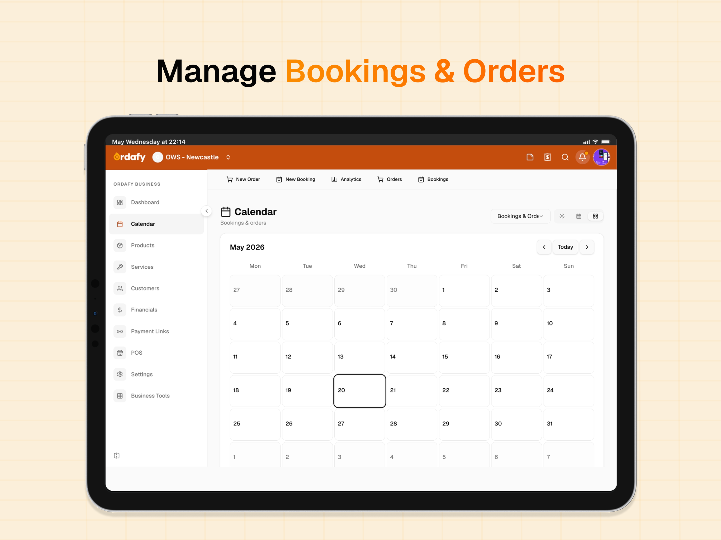 Manage bookings & orders