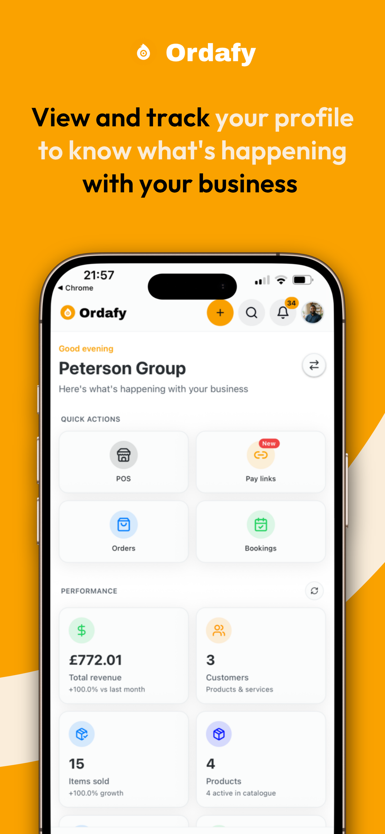Ordafy Business dashboard
