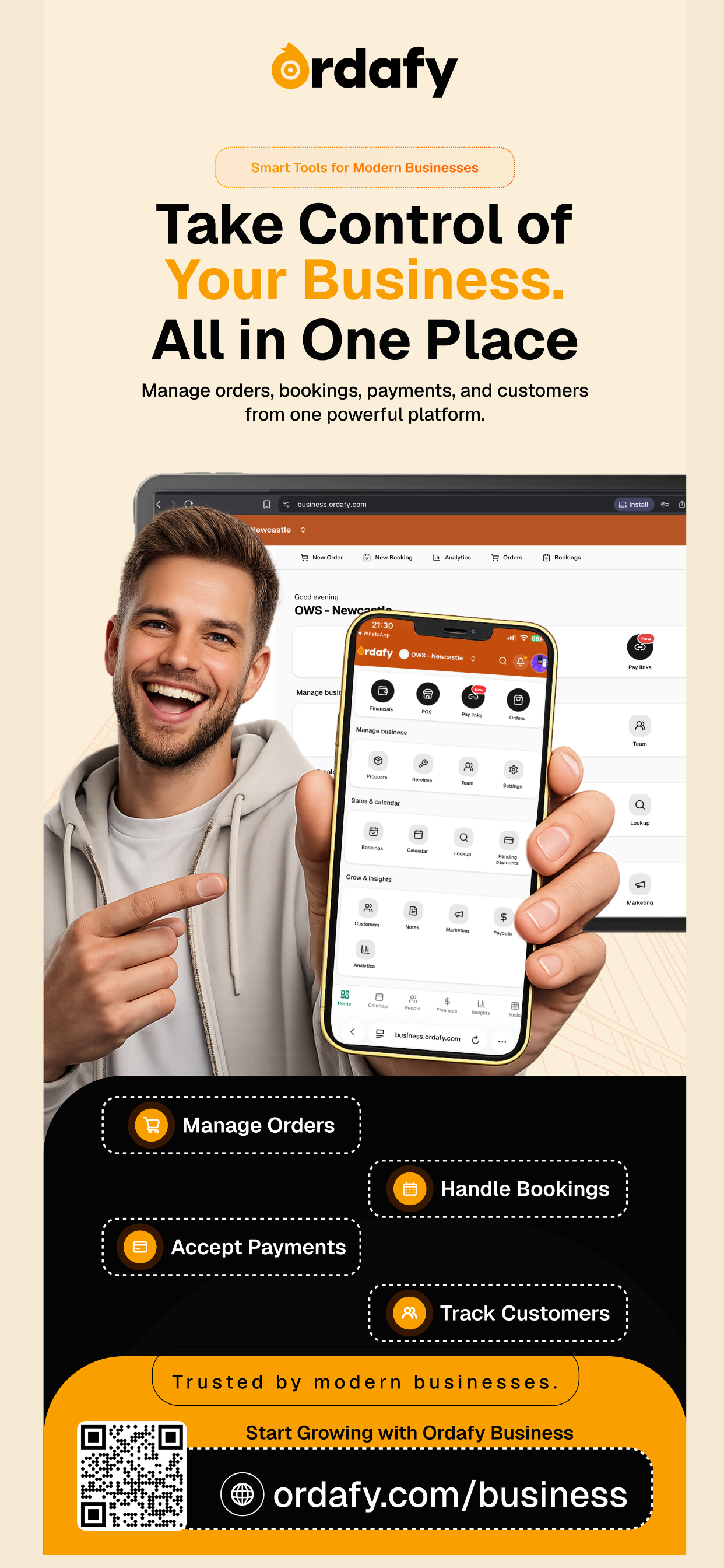 Ordafy mobile app — screen 1 of 5